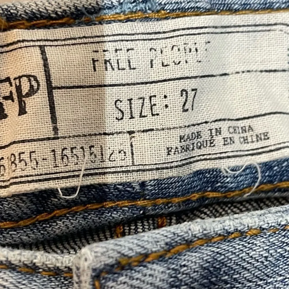Free People patchwork‎ button fly denim jeans, size 27